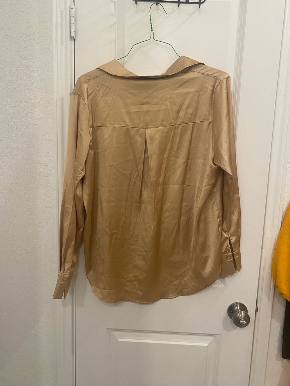 Fashion Nova Beige Satin Button-Down Shirt - Picture 3 of 3